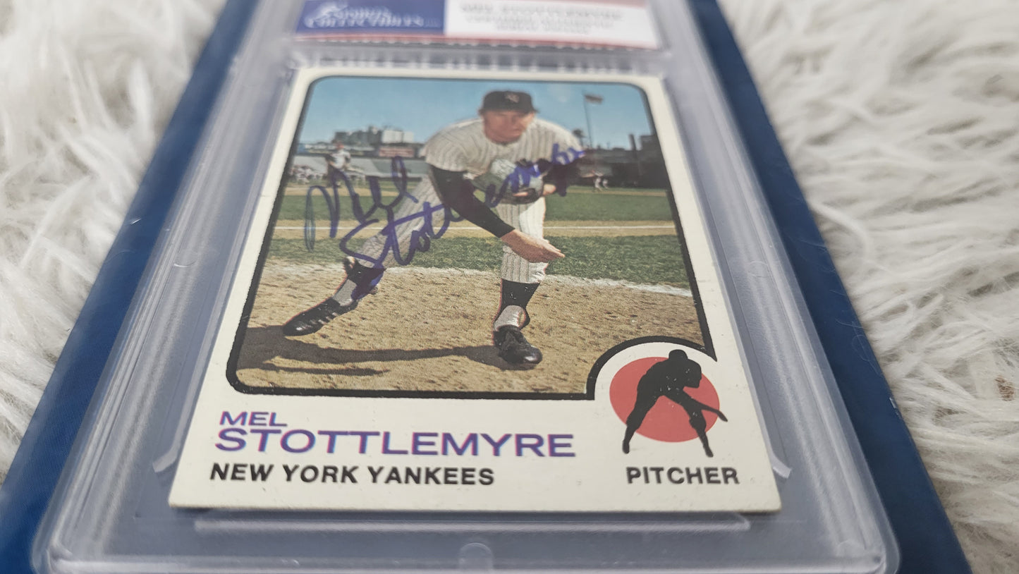 Mel Stottlemyre 1973 Topps #520 - Yankees - Signed Autograph