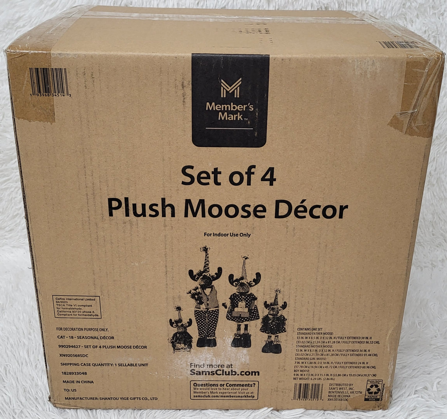 Member's Mark Plush Moose Décor, Set of 4
