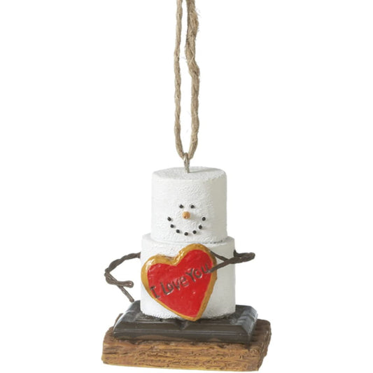 Ganz S'mores Resin Holiday Ornament, I Love You Snowman