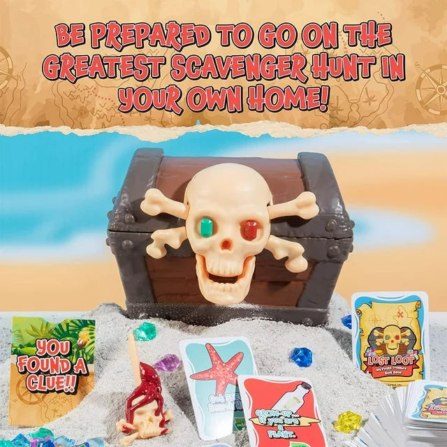 Lost Loot DIY Pirate Scavenger Hunt Card Game for Kids & Family- Can You Follow The Clues & Find 5 Skeleton Toy Keys to Open The Chest-Includes All You Need for The Most Exciting at Home Treasure Hunt