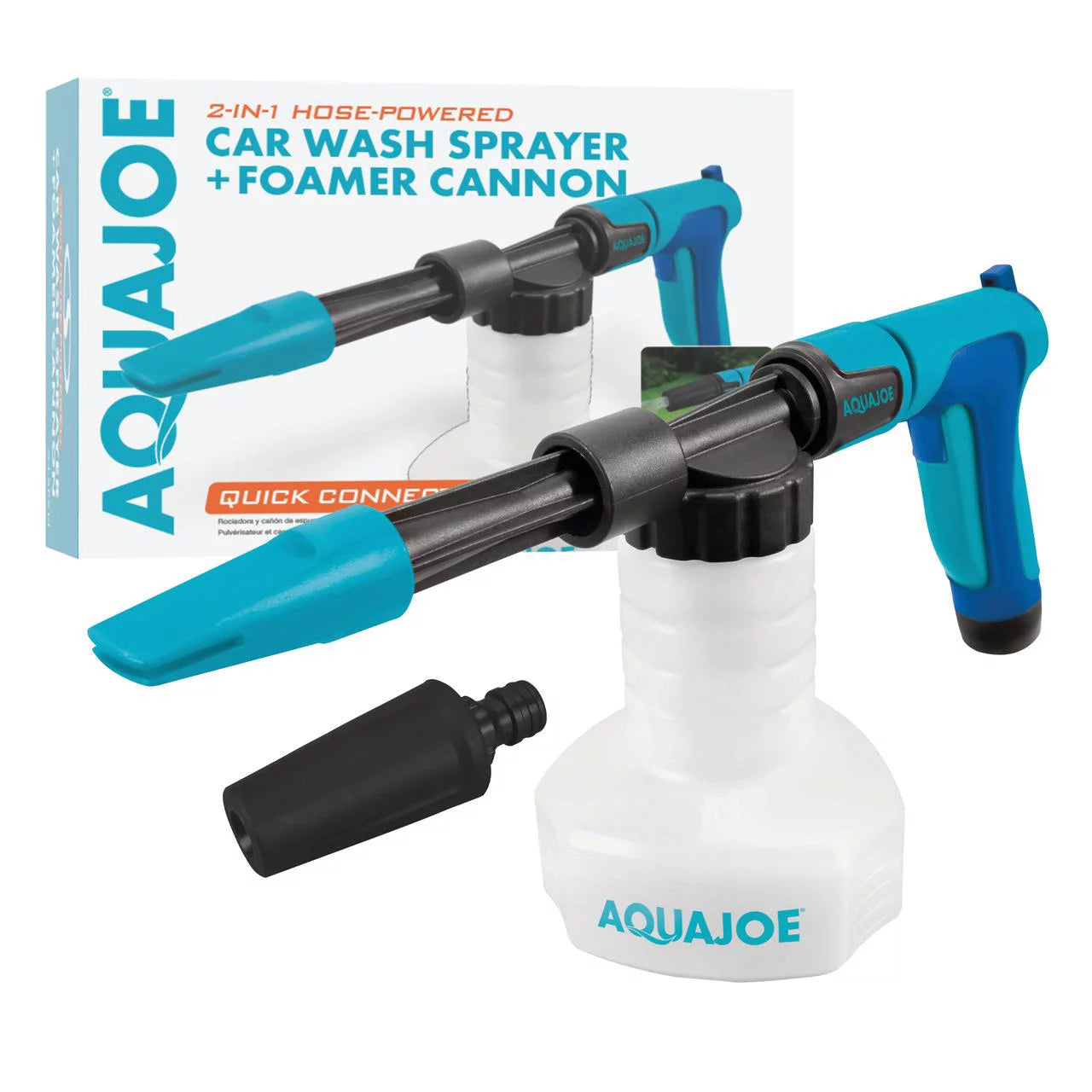 Aqua Joe 二合一软管动力可调泡沫炮喷枪，可快速连接到任何花园软管