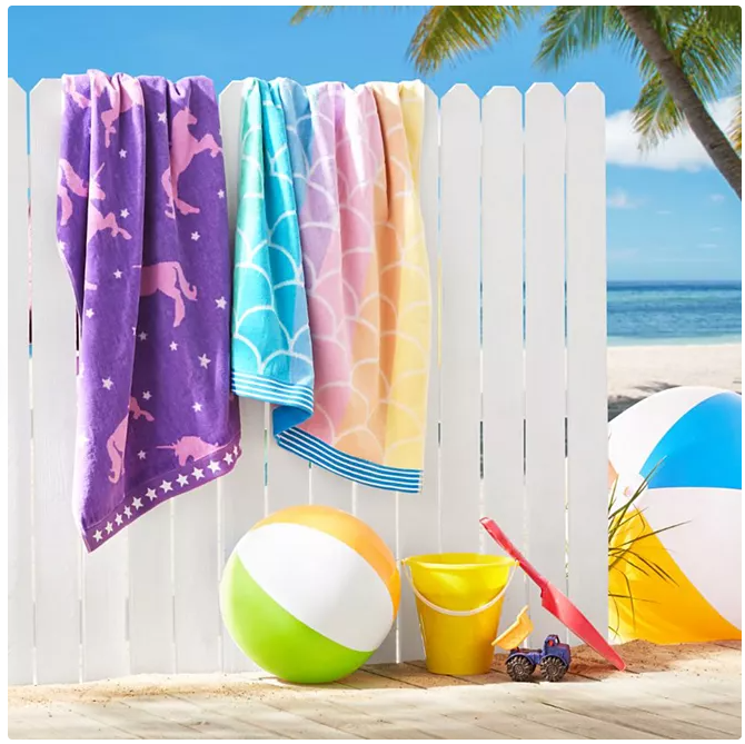 Kids' Beach Towels, 2-Pack Mermaid 30x60