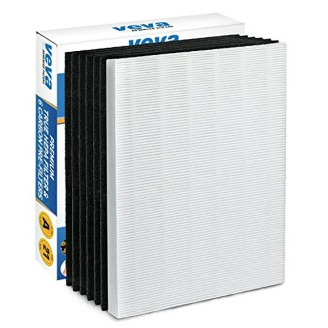 Filtro VEVA Premium True HEPA con 6 prefiltros de carbón activado compatible con filtro A 115115 tamaño 21 y purificador de aire WX P300, 5300, 5500, 6300, C535 y 290, 300, DX95, AP-300PH