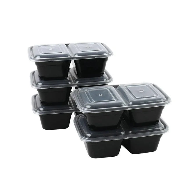 Mainstays 5PK 620ml Rectangular Snack Divider Meal Prep Container, Clear Lids & Black Containers