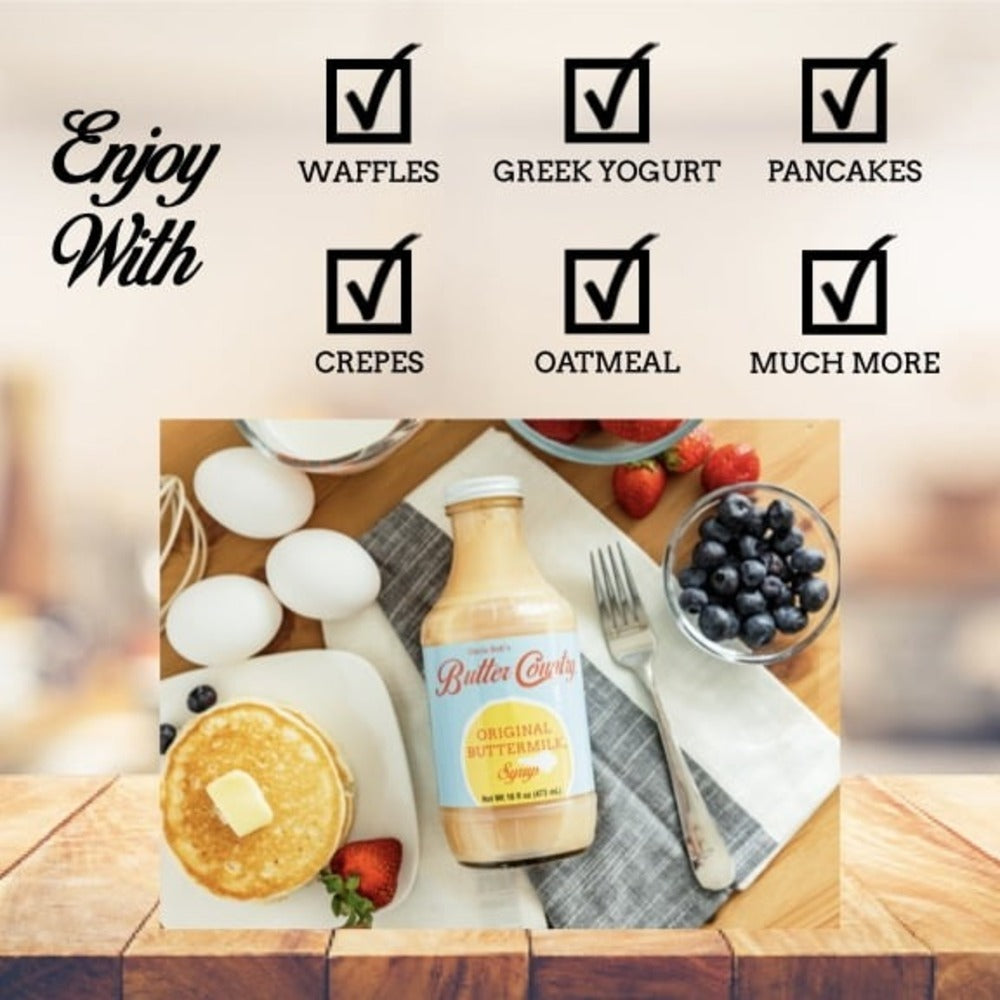 Butter Country Rich and Creamy Buttermilk Syrup | Original Flavor | 16 fl oz Bottle