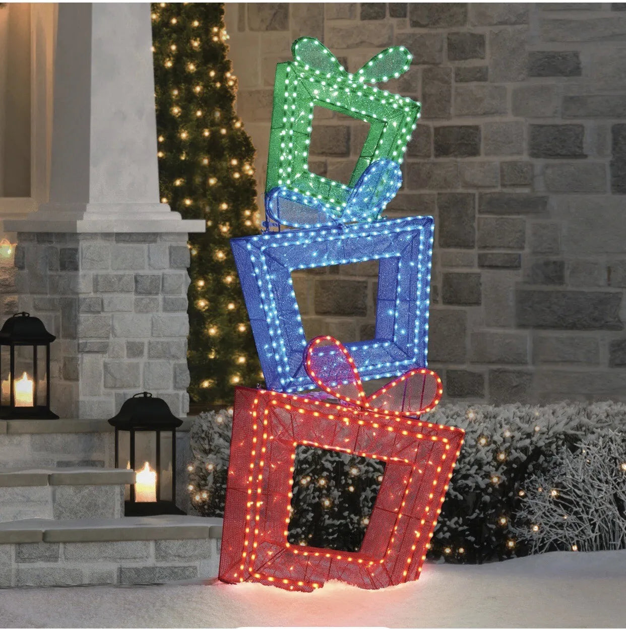 Member's Mark 5' Pre-Lit Twinkling Present Tower - Multicolor, Christmas Deor