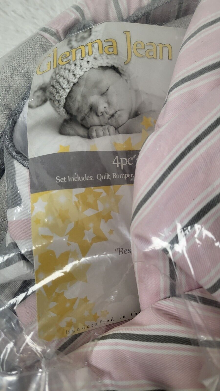 Glenna Jean 床上用品婴儿床套装粉色/奶油色 4 件套